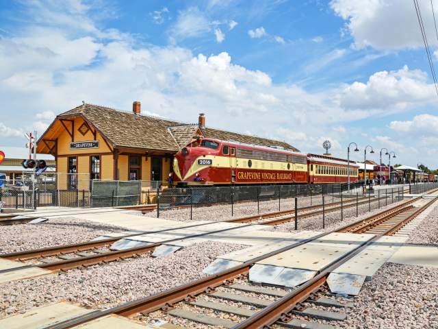 Grapevine Vintage Railroad train at the Cotton Belt Depot