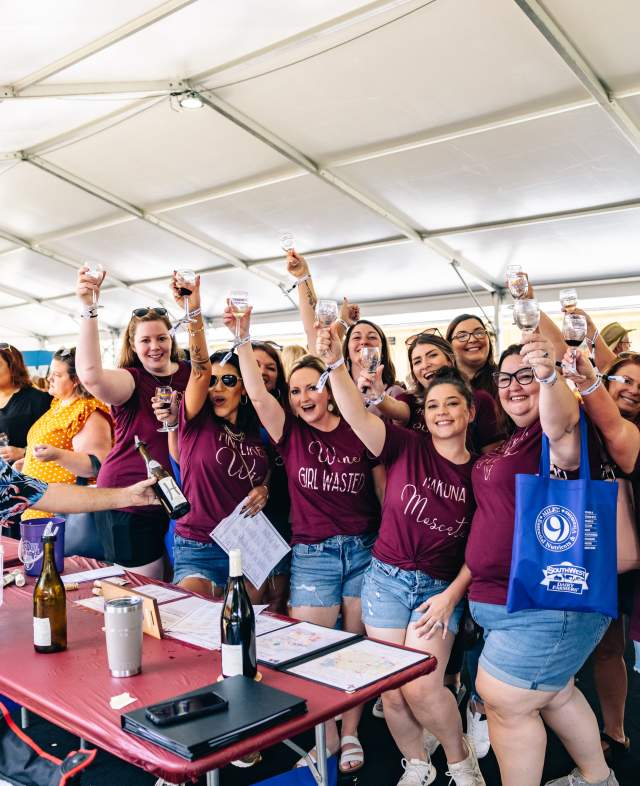 People excited while attending GrapeFest in Grapevine, Texas
