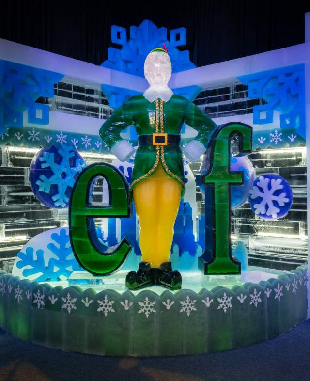 The Elf-themed ICE! exhibit at Gaylord Texan in Grapevine, Texas