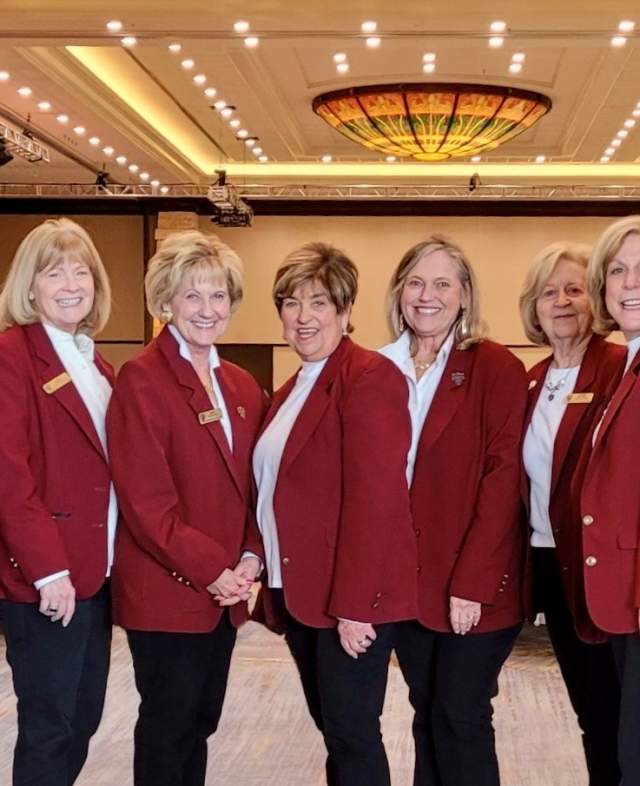 Members of the Burgundy Brigade in Grapevine, Texas