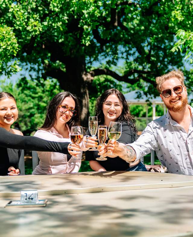 A group taking part in New Vintage Wineries & Galleries Trail in Grapevine, Texas