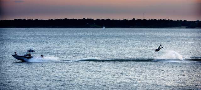 Skiing on Lake Grapevine in Grapevine, Texas