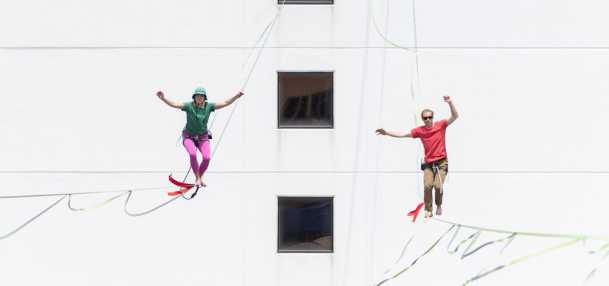 High-wire performers who will perform during Main Street Fest in Grapevine, Texas