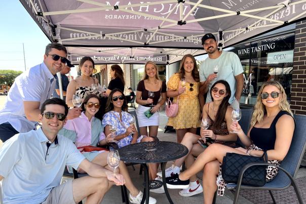 A group taking part in the New Vintage Wineries and Galleries Trail in Grapevine, Texas