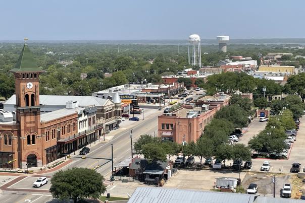 A view of Grapevine's Historic Main Street District from the Grapevine Observation Tower.