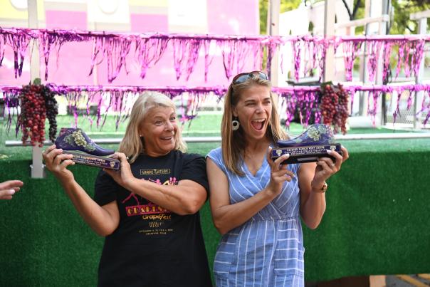 Winners of the highly-coveted Purple Foot Award for winning GrapeStomp during GrapeFest in Grapevine, Texas