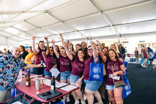 People excited while attending GrapeFest in Grapevine, Texas