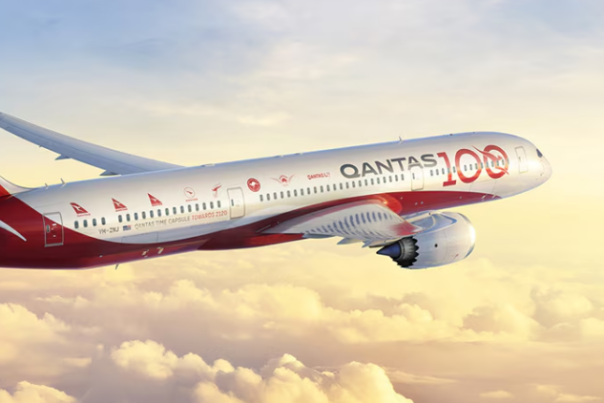 Qantas Airplane in flight