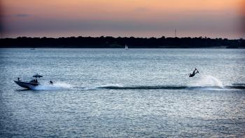 Skiing on Lake Grapevine in Grapevine, Texas
