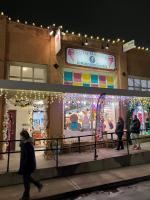 Beth Marie's Old Fashioned Ice Cream in Grapevine decorated during Christmas Capital of Texas