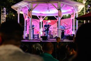 Band performing at Rose Gazebo at GrapeFest