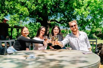A group taking part in New Vintage Wineries & Galleries Trail in Grapevine, Texas