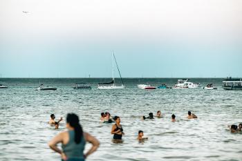View of people and boats in Lake Grapevine in Grapevine, Texas