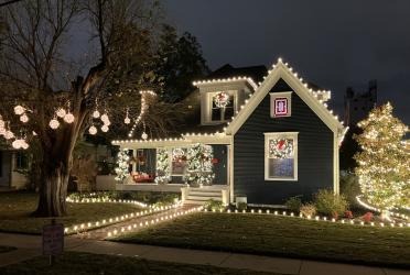 House at 221 W. College St. in Grapevine decorated during Christmas Capital of Texas
