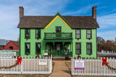 Historic Nash Farm house in Grapevine, Texas during Christmas Capital of Texas