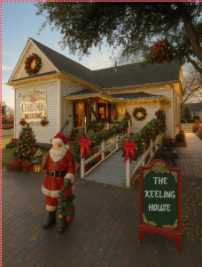 An AI rendering of the Keeling House for the Hometown Christmas exhibit as part of Christmas Capital of Texas in Grapevine, Texas