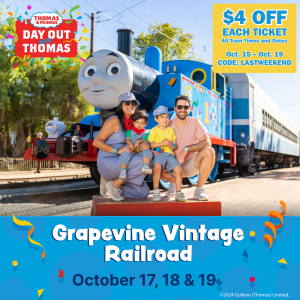 Graphic for Day Out With Thomas train excursion by Grapevine Vintage Railroad in Grapevine, Texas