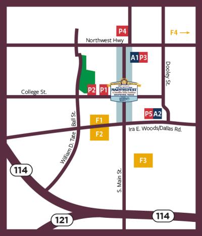 Parking Map for Main Street Fest in Grapevine, Texas in 2026