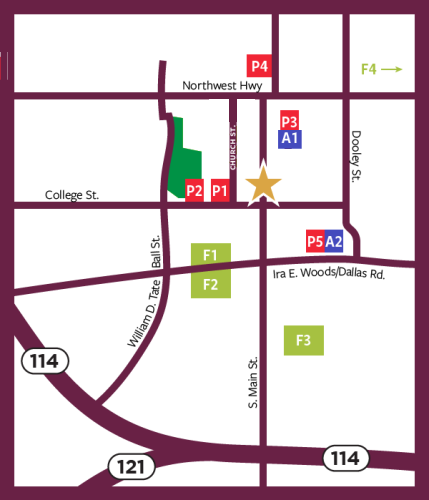 Map of parking options for GrapeFest 2026