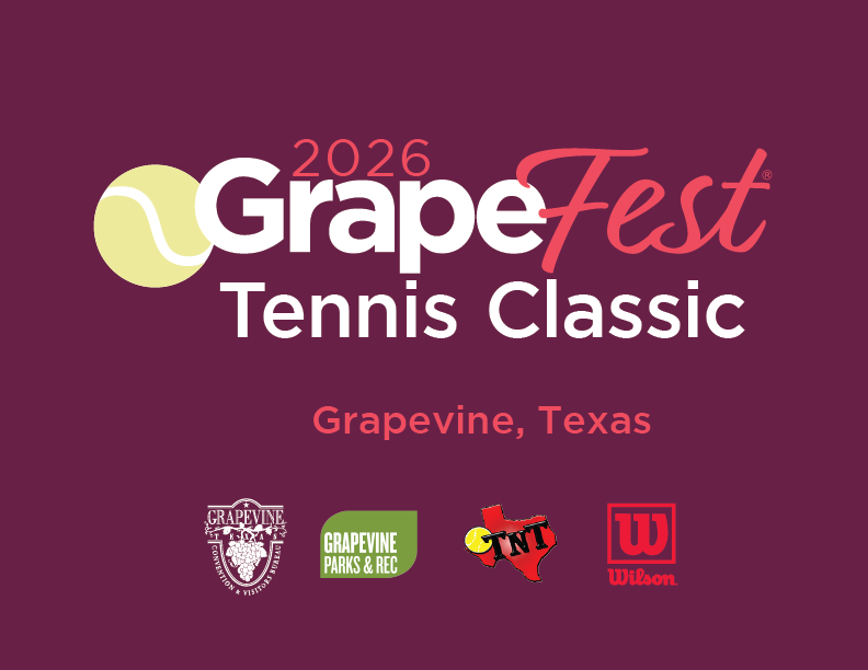 Graphic for the 2026 GrapeFest Tennis Classic in Grapevine, Texas