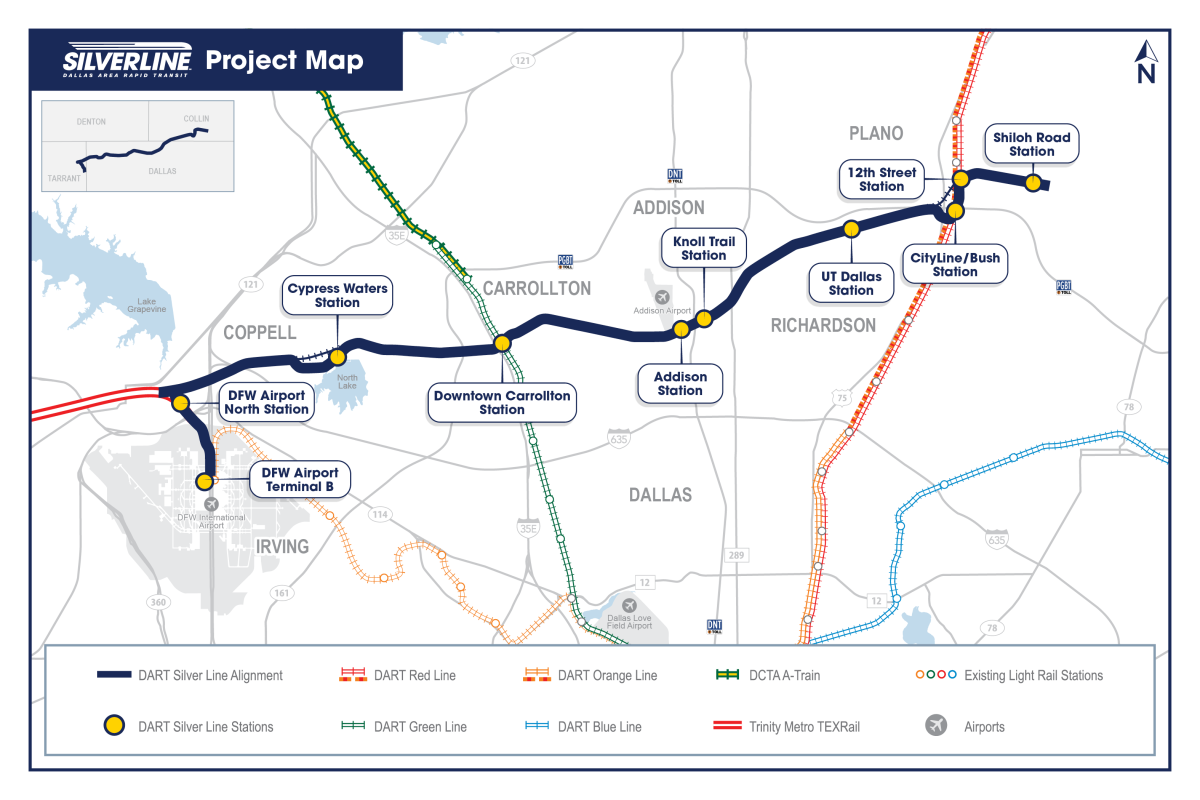 Map of DART Silver Line route