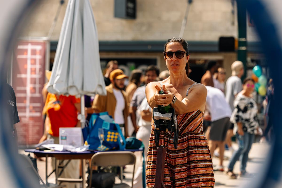 Competitor at GrapeFest Champagne Cork Shoot-Off