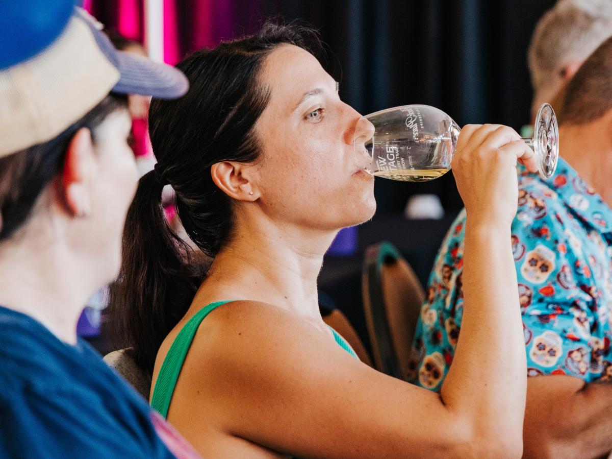 Woman enjoying wine at GrapeFest in Grapevine, Texas
