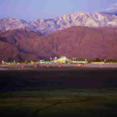 Palm Springs International Airport with big beautiful mountains in the background