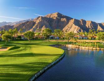 Golf Course and palm trees with a blue sky