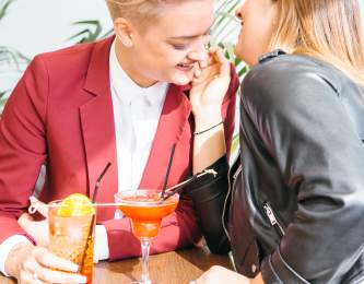 Couple having cocktails