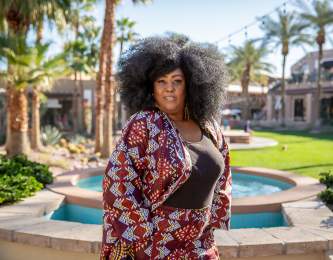 Aneka Brown, fashion designer and jewelry maker, photographed at The Gardens on El Paseo in Palm Desert