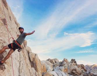 Man rock climbing