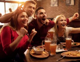 People in sports bar