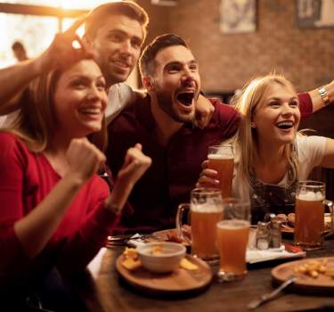 People in sports bar