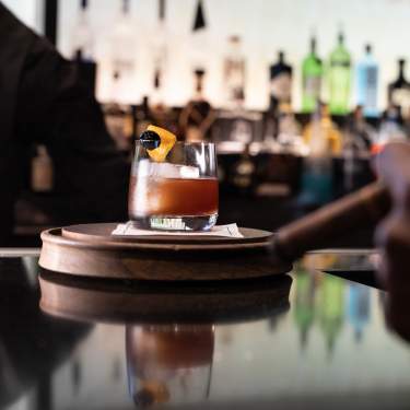 Old Fashioned drink at Pivat Cigar Lounge.