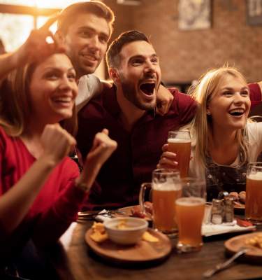 People in sports bar