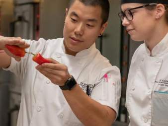 culinary students in the kitchen