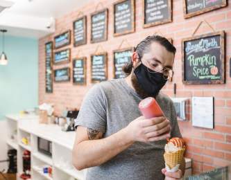 Man making ice cream cone