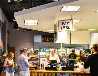 Bakery with a line of people