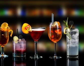 Various cocktails at a bar
