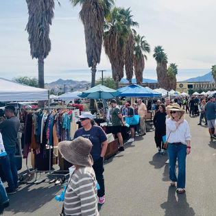 People walking around the Palm Springs Vintage Market