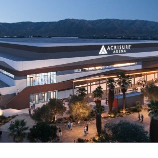 Artist rendering of the outside of Acrisure Arena