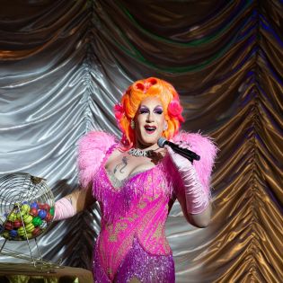 Rosemary Galore photographed with Bella da Ball (Brian Wanzek) at the Desert Rose Playhouse