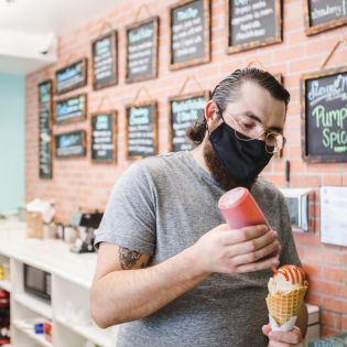 Man making ice cream cone