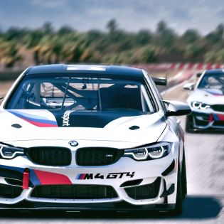 Cars racing along the BMW Performance Center track