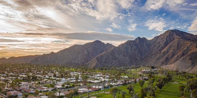 Landscape with mountains in the background