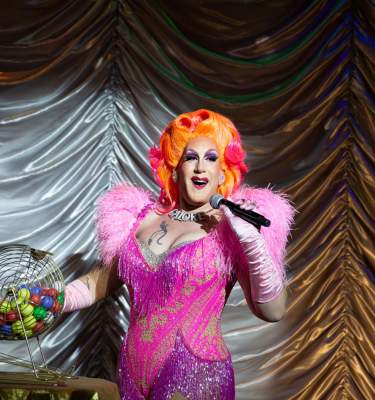 Rosemary Galore photographed with Bella da Ball (Brian Wanzek) at the Desert Rose Playhouse