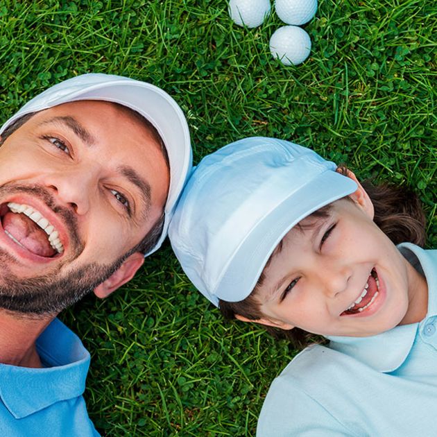 family golfing