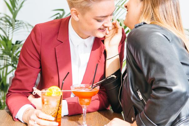 Couple having cocktails