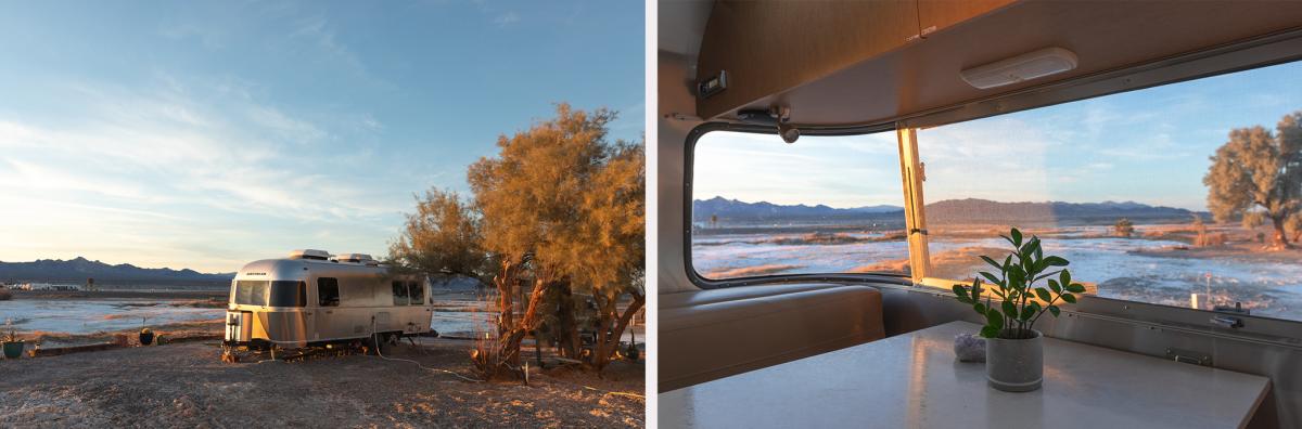 Airstream trailer at Death Valley Hot Springs in Tecopa, California